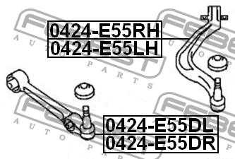 Suspension arm front lower right Febest 0424-E55RH