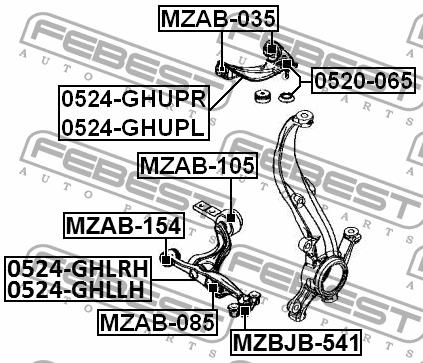 Suspension arm front upper left Febest 0524-GHUPL