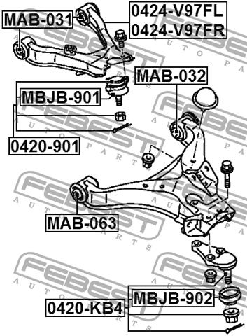 Febest Suspension arm front upper right – price [object Object] PLN