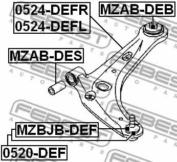 Suspension arm, front left Febest 0524-DEFL