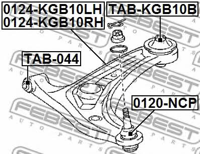 Suspension arm front right Febest 0124-KGB10RH