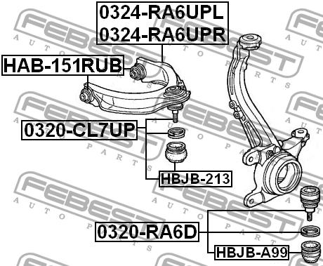 Silent block front upper arm Febest HAB-151RUB