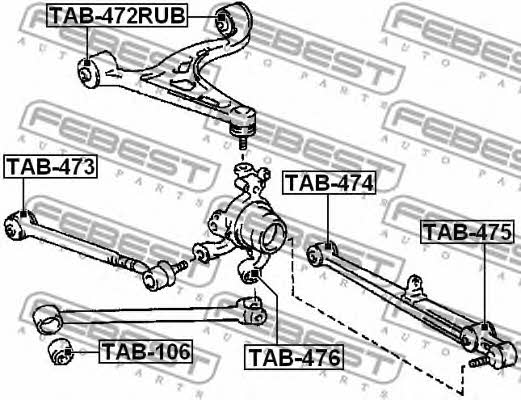 Silent block rear upper arm Febest TAB-472RUB