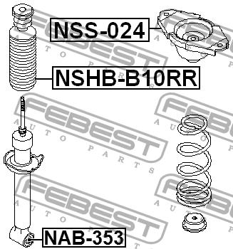Silent block rear shock absorber Febest NAB-353