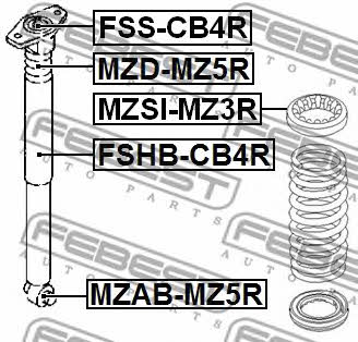 Silent block rear shock absorber Febest MZAB-MZ5R