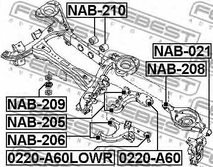 Silent block rear upper arm Febest NAB-205