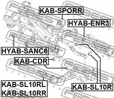 Silent block rear trailing arm left Febest KAB-SL10RL