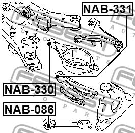 Silent block, rear lower arm, inner Febest NAB-330