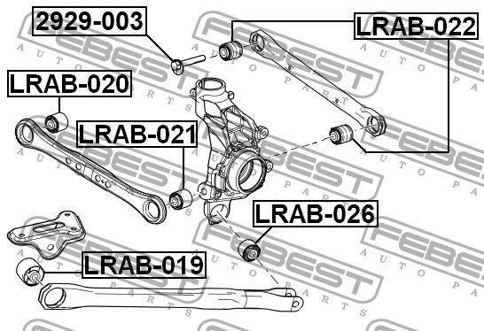 Silent block rear wishbone Febest LRAB-022