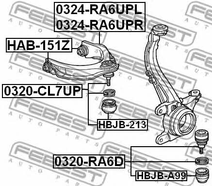 Suspension arm front upper right Febest 0324-RA6UPR