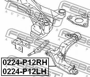 Suspension arm front lower right Febest 0224-P12RH