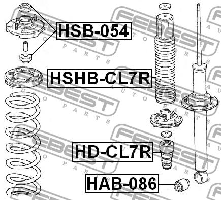 Silent block rear shock absorber Febest HAB-086