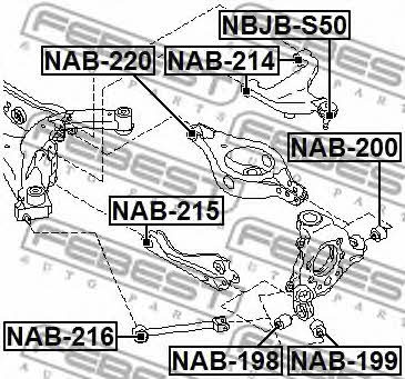 Silent block rear upper arm Febest NAB-214
