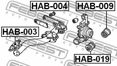 Silent block, rear lower arm Febest HAB-019