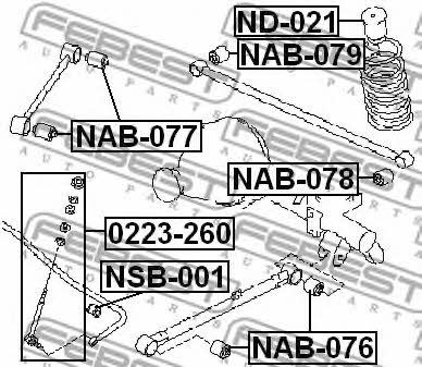 Febest Silent block rear wishbone – price [object Object] PLN