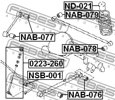 Silent block rear wishbone Febest NAB-078
