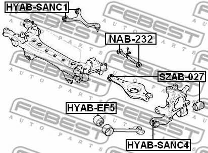 Silent block, rear lower arm, inner Febest SZAB-027