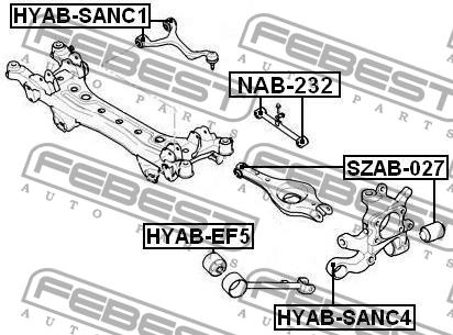 Febest Silent block, rear lower arm, inner – price [object Object] PLN