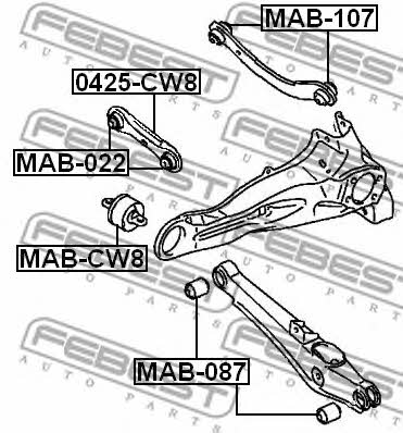 Silent block rear trailing arm Febest MAB-CW8