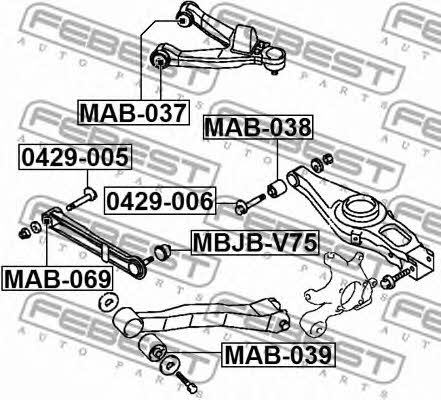 Febest Silent block rear trailing arm – price [object Object] PLN