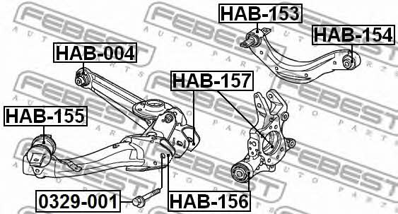 Silent block rear lower arm rear Febest HAB-004