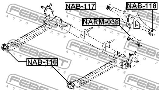Febest Rear left beam Silent block left – price [object Object] PLN