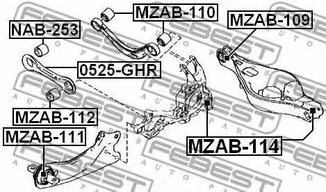Silent block rear wishbone Febest MZAB-112