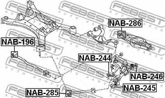 Silent block, rear axle Febest NAB-285