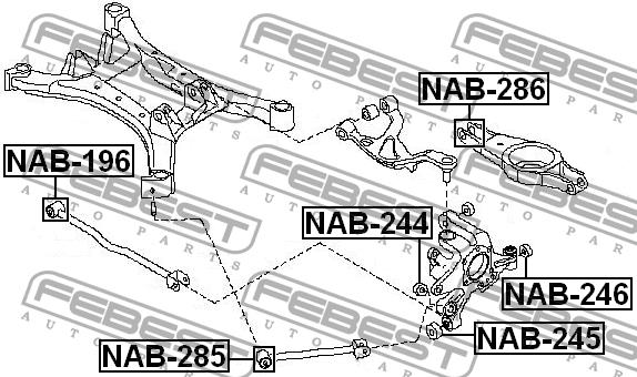 Febest Silent block, rear axle – price [object Object] PLN