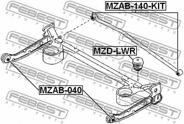 Febest Silent block rear cross link – price [object Object] PLN