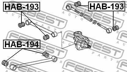 Silent block, rear axle Febest HAB-194