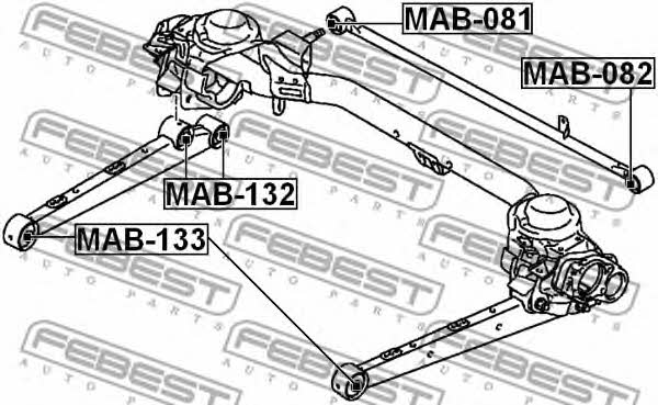 Febest Silent block, rear axle – price [object Object] PLN