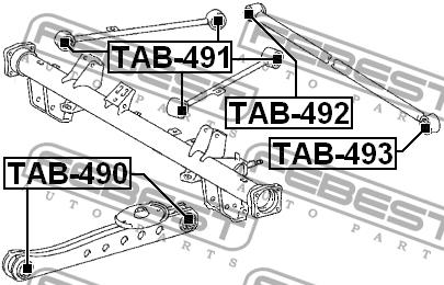 Silent block, rear axle Febest TAB-491