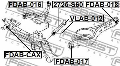 Silent block rear upper arm Febest FDAB-016