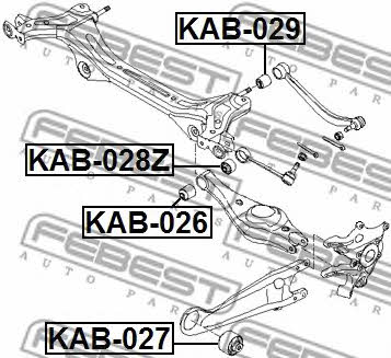 Silent block, rear lower arm Febest KAB-026