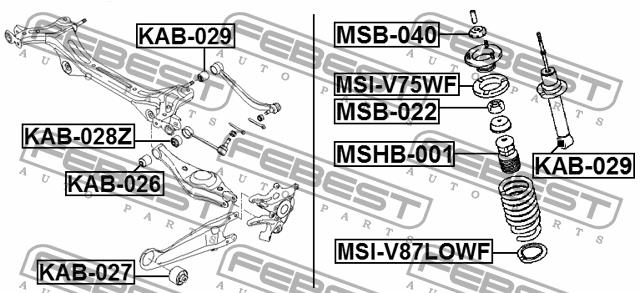 Rear bushing silent block Febest KAB-029