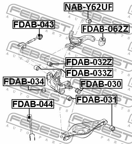 Rear axle bush Febest FDAB-030