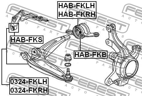 Febest Silent block, front lower arm, rear right – price 130 PLN