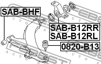 Silent block, front lower arm, rear right Febest SAB-B12RR