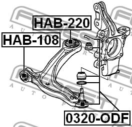 Silent block front lever rear Febest HAB-220