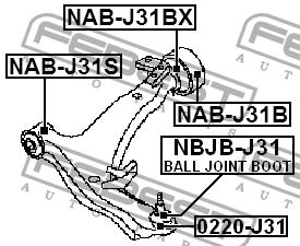 Silent block front lever rear Febest NAB-J31BX