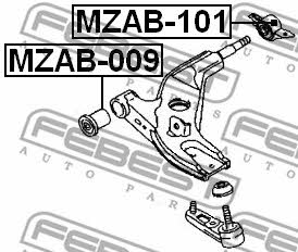 Silent block front lever rear Febest MZAB-101
