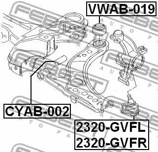 Febest Front lower control arm rear bushing – price [object Object] PLN