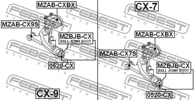 Front lower control arm rear bushing Febest MZAB-CXBX