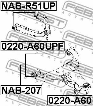Silent block, front lower arm Febest NAB-207