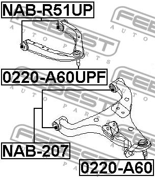 Silent block, front lower arm Febest NAB-207