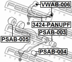 Silent block, front lower arm Febest PSAB-004