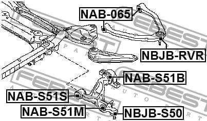 Silent block, front lower arm Febest NAB-S51M