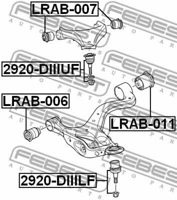 Silent block, front lower arm Febest LRAB-006