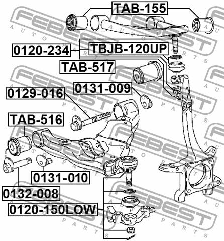 Silent block, front lower arm Febest TAB-516